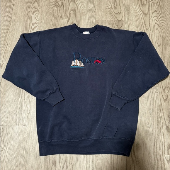 Vintage Boston Navy Embroidered Women's Crewneck Sweater USA Medium Desert‎ Heat - Picture 1 of 6